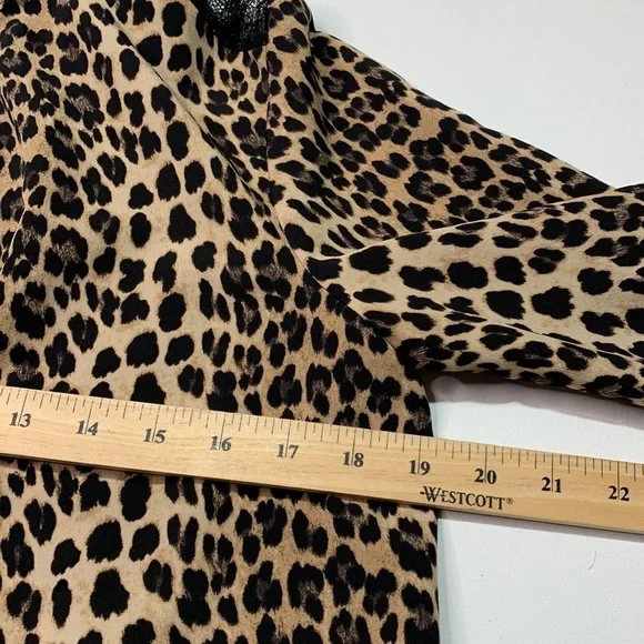 Zara S Leopard Button Down Shirt With Lace Shoulders - Picture 5 of 6